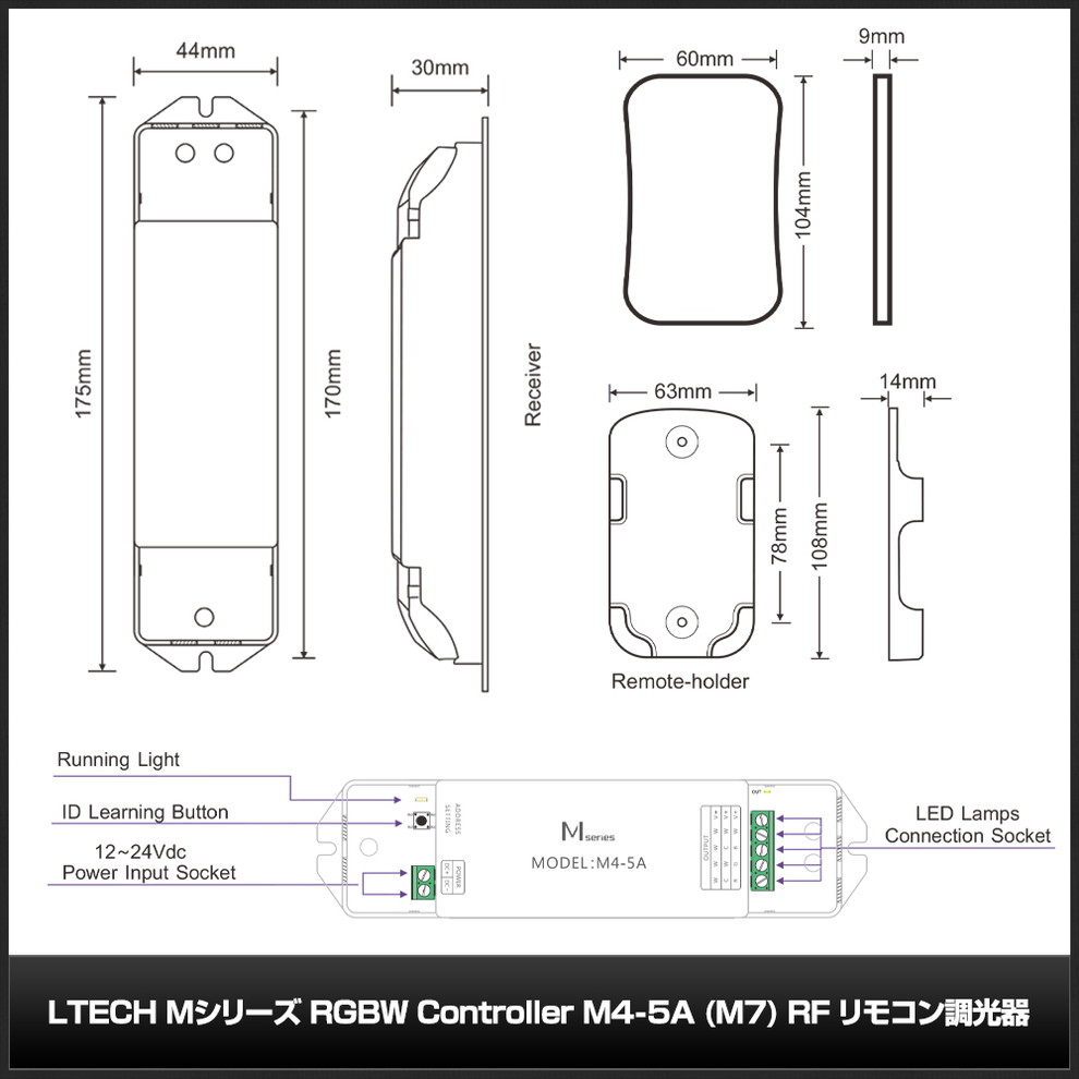 LTECH M���꡼�� RGBW Controller M4-5A (M7) RF ��⥳��Ĵ����