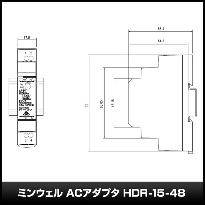 �����å����Ÿ� 48V 0.32A 15.4W ľή���경�Ÿ� Meanwell HDR-15-48