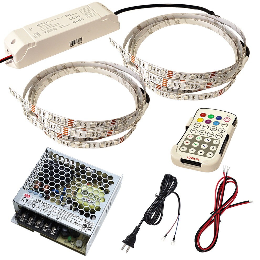 ��RGB 200cm��2�ܥ��åȡ� ���ɿ�RGB�ơ��ץ饤��12V+RFĴ����+�б������ץ����դ�