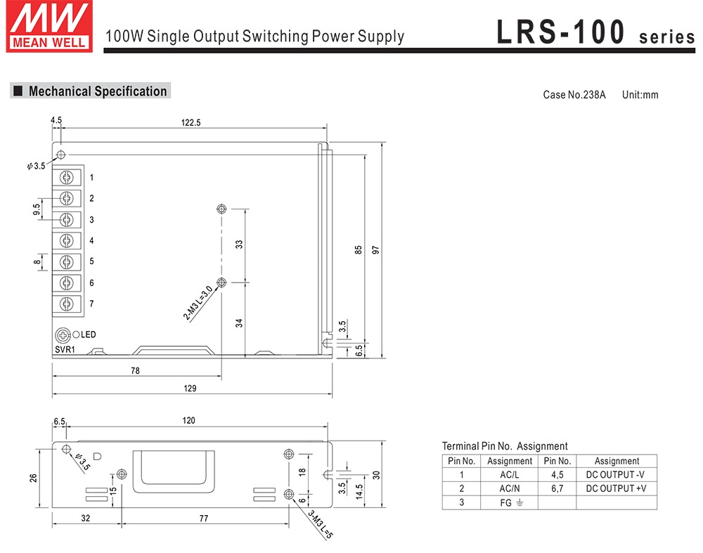 �����å����Ÿ� 12V 8.5A 102W ľή���경�Ÿ� Meanwell LRS-100-12 �᥿����