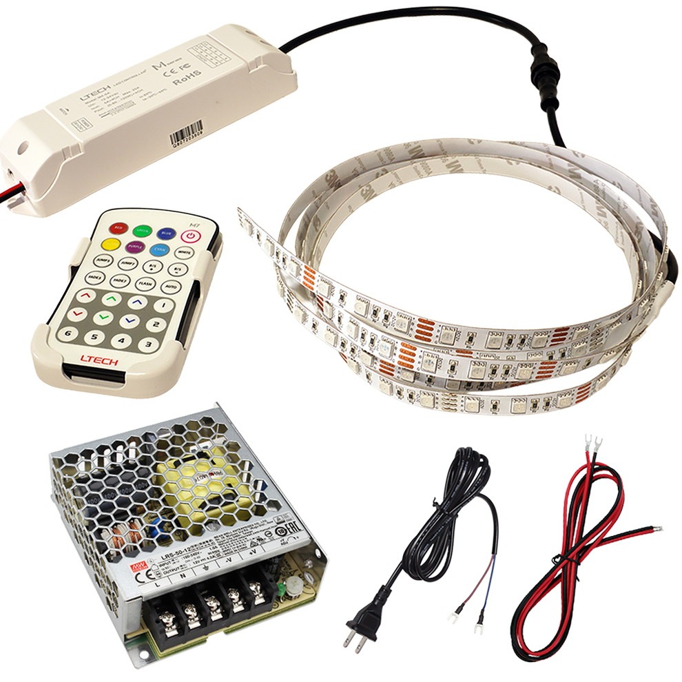 ��RGB 500cm��1�ܥ��åȡ� ���ɿ�RGB�ơ��ץ饤��12V+RFĴ����+�б������ץ����դ�