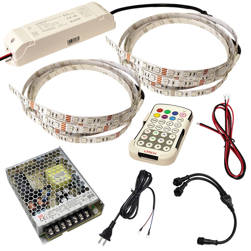 ��RGB 500cm��2�ܥ��åȡ� ���ɿ�RGB�ơ��ץ饤��12V+RFĴ����+�б������ץ����դ�