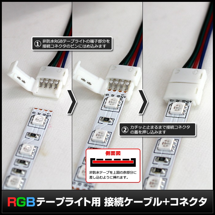 RGB�ơ��ץ饤���� ��³�����֥� ���ɿ� 10mm ���ͥ��� ξü�� 1m Ⱦ������ 10��