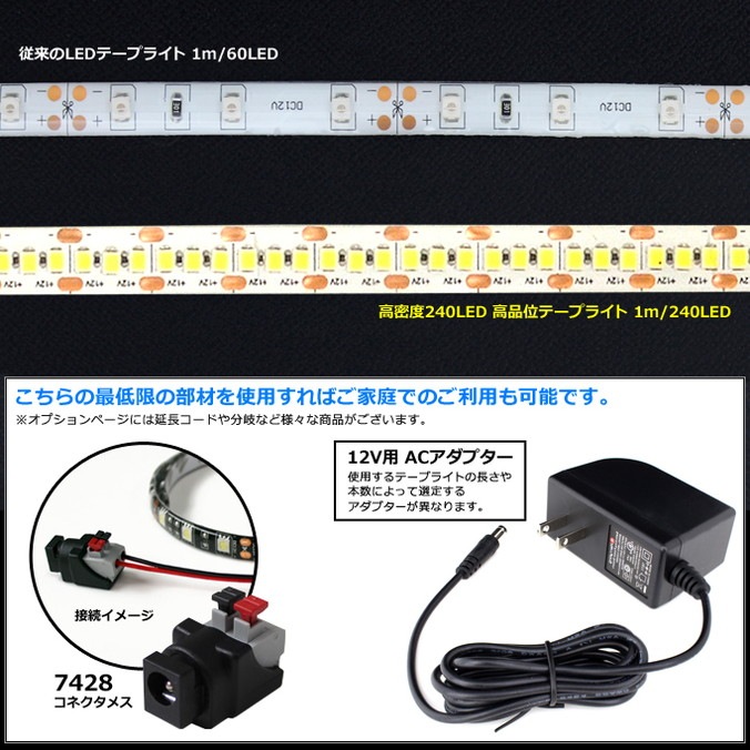 LEDơץ饤 12V ̩ 240LED/m ɿ 뤤 ⵱ ʼ 500cm ξü Ÿ֥1m ١