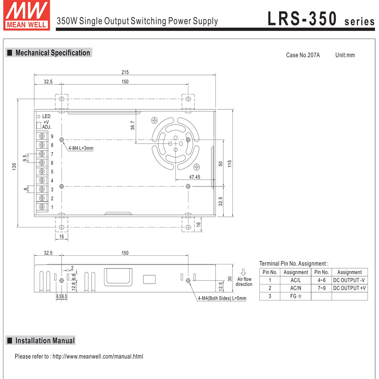 �����å����Ÿ� 48V 7.3A 350.4W ľή���경�Ÿ� Meanwell LRS-350-48 �᥿����