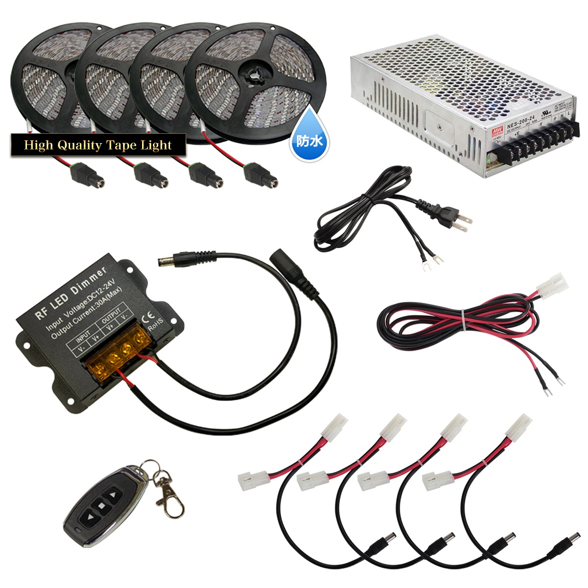 LED�ơ��ץ饤�� 2.5m 4�� �ɿ� 1���å� ���ܾ��� ���մ�ñ ��⥳�� Ĵ���� �Ÿ� �餯�餯�������å�