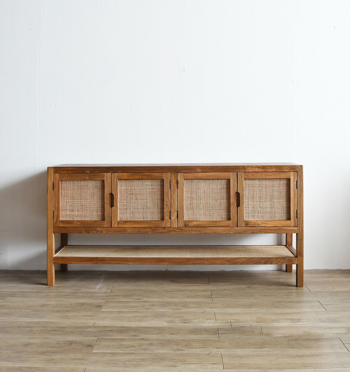 チーク＆ラタン ローボード