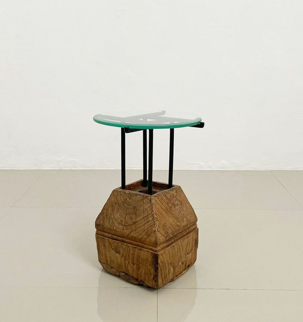 古木ガラス サイドテーブル(W30)ナチュラル