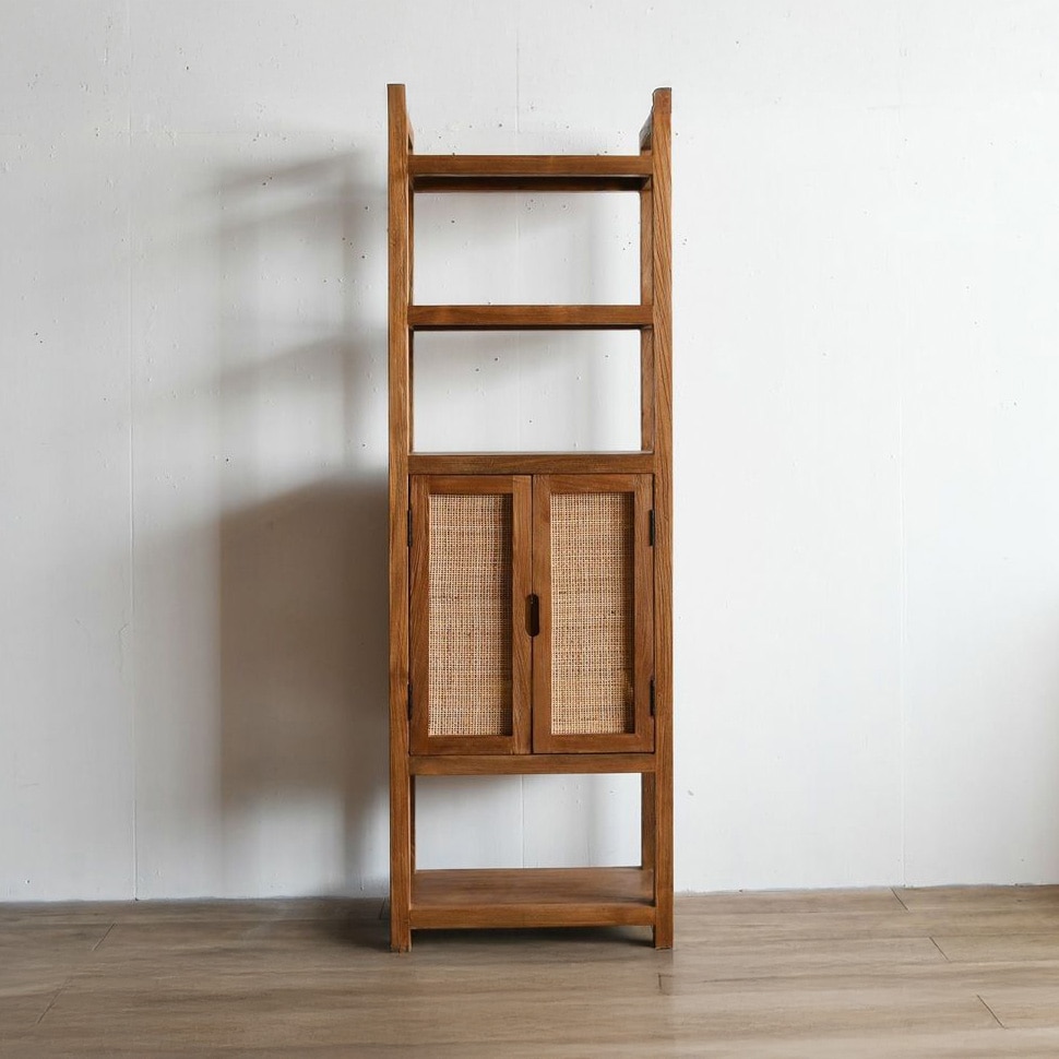 チーク＆ラタン シェルフ