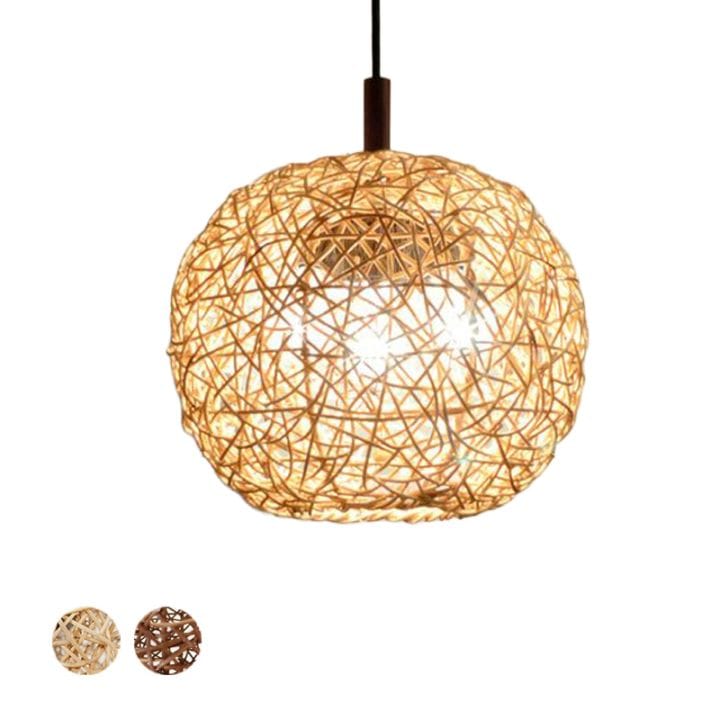 ラタン ボールランプ3灯（ブラウン・ナチュラル）