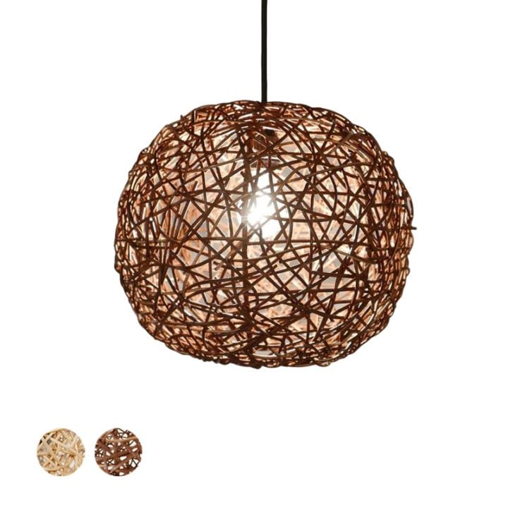 ラタン ボールランプ1灯（ブラウン・ナチュラル）