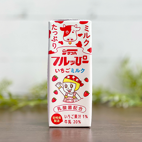 フルッぴー いちごミルク200ml | 宮崎県農協果汁（サンA）公式