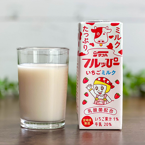 フルッぴー いちごミルク200ml | 宮崎県農協果汁（サンA）公式