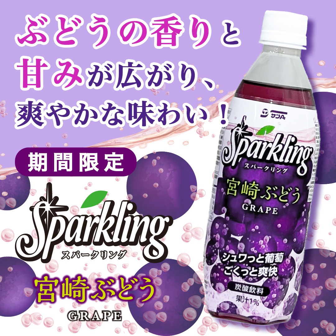 特別価格】スパークリングぶどう500mlPET(24本入) | 宮崎県農協果汁
