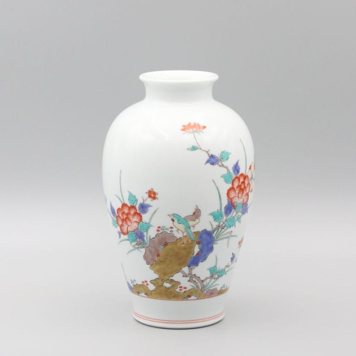 花瓶 7寸 牡丹鳥文 商品画像1