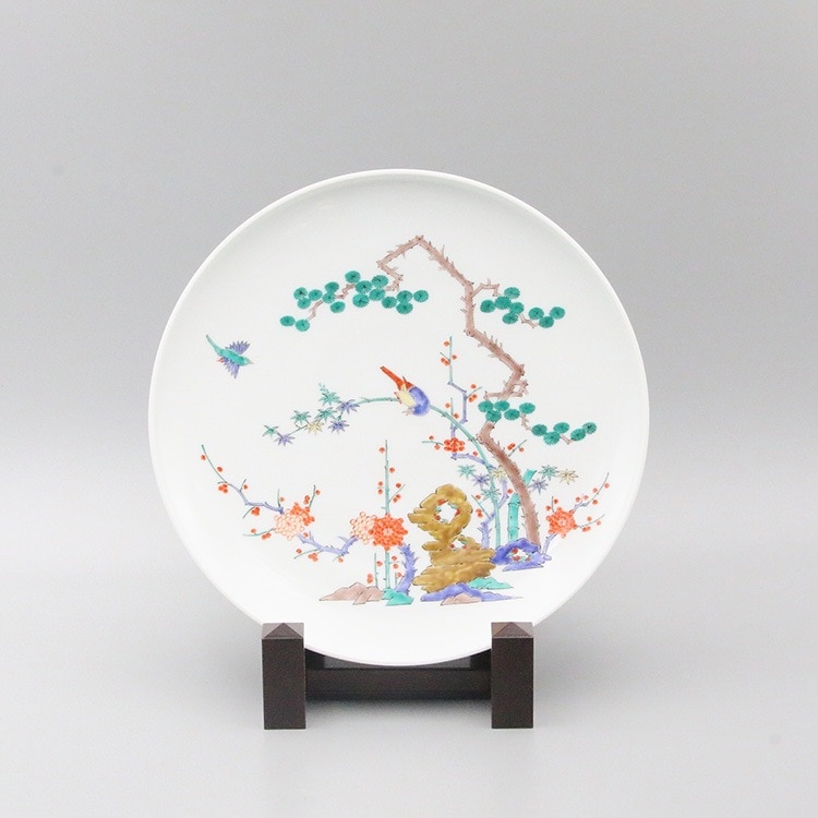 額皿 9寸 縁立 松竹梅鳥文