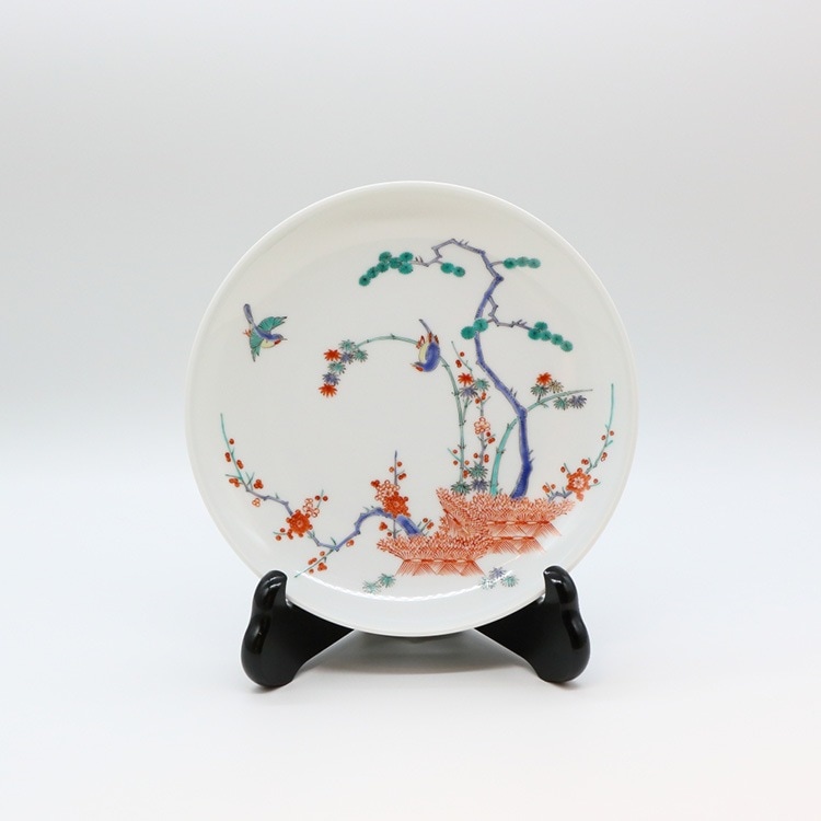 額皿 7寸 縁立 松竹梅鳥文 | 額皿 | 柿右衛門窯公式オンラインショップ