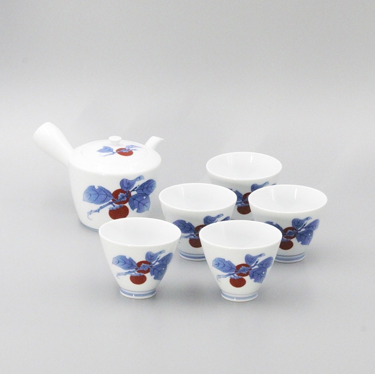 横手茶器 朝顔形 染錦柿文 商品画像1