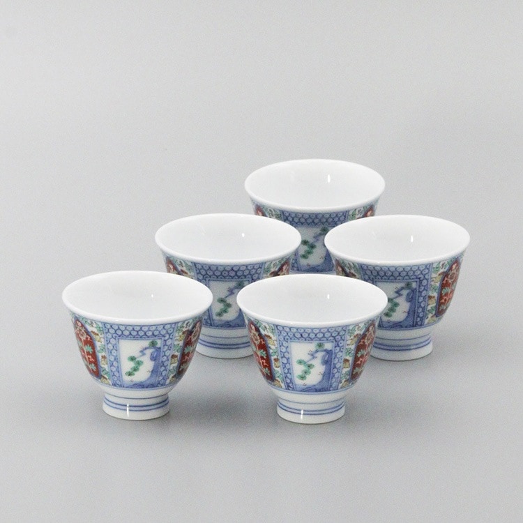 煎茶碗 小 染錦 松竹梅地文 商品画像1