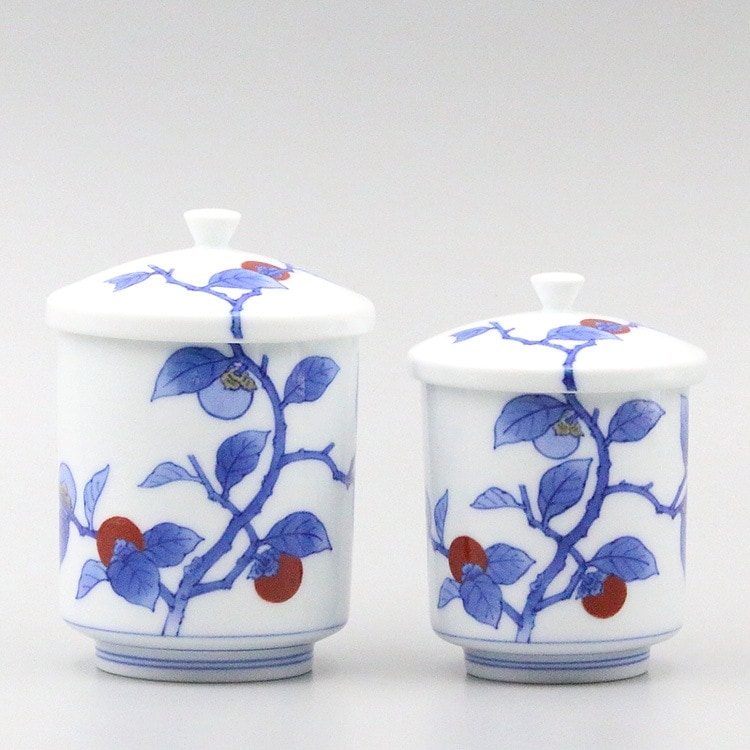 組湯呑 外蓋 染錦柿文 商品画像1