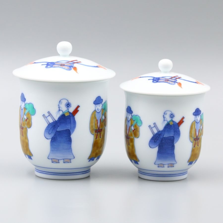 組湯呑 内蓋 染錦唐人物文 商品画像1
