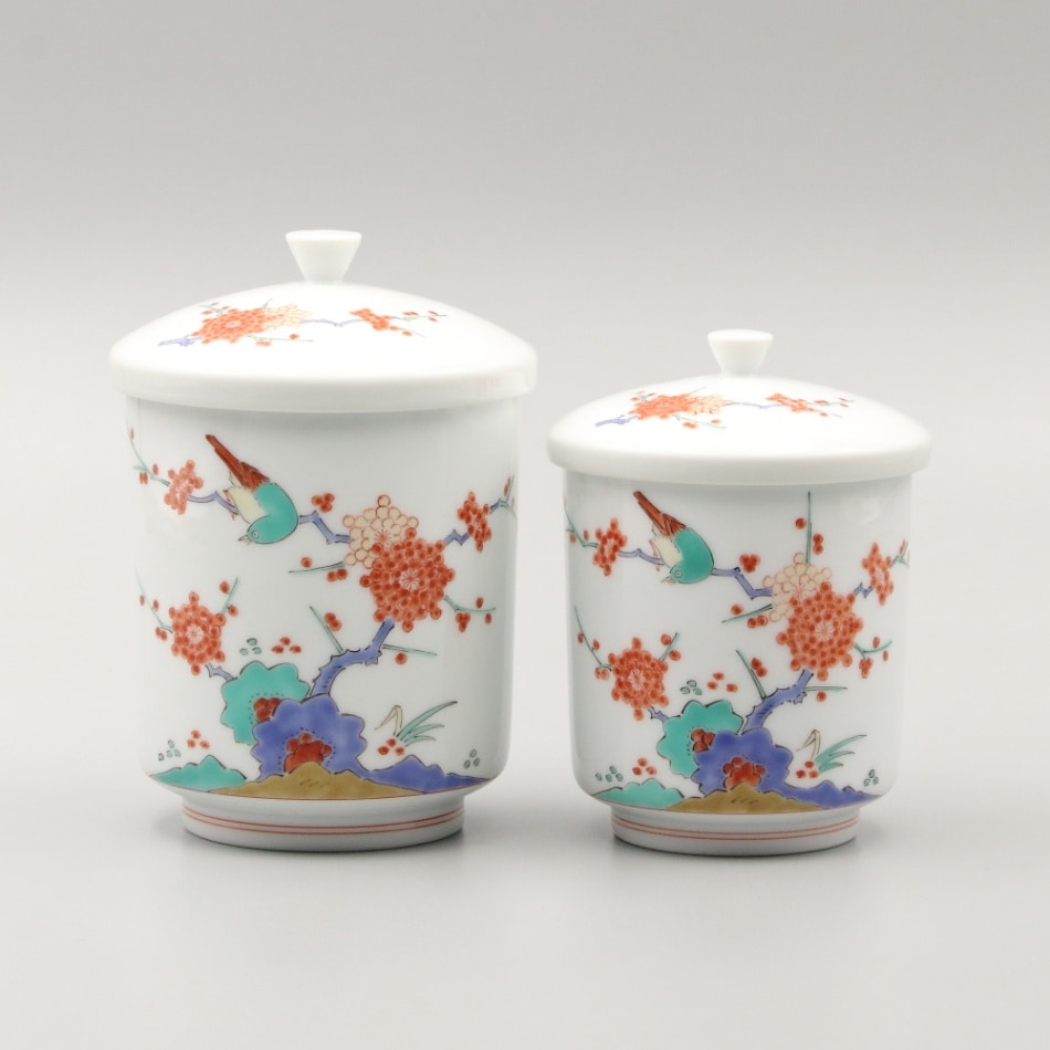 組湯呑 外蓋 梅鳥文