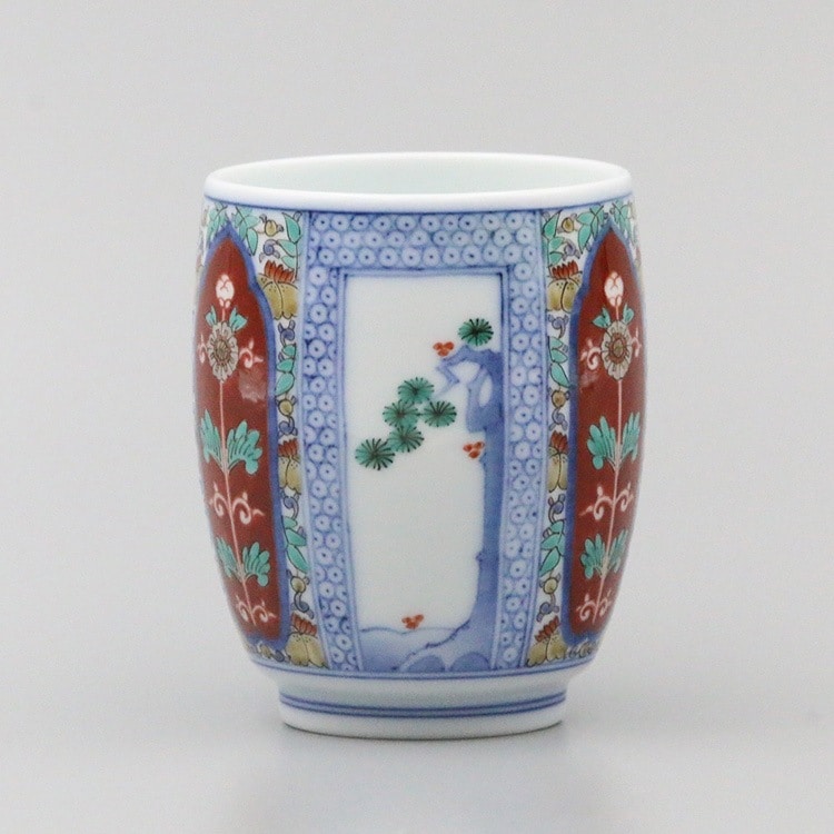 湯呑 蓋なし大 染錦 松竹梅地文 商品画像1