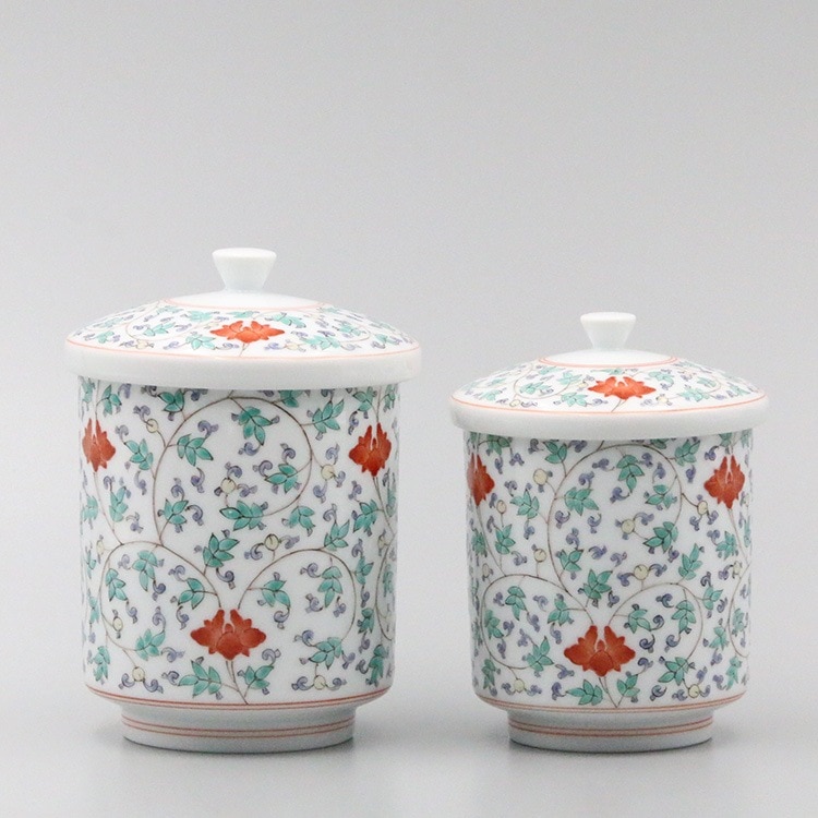 組湯呑 外蓋 牡丹唐草文 商品画像1