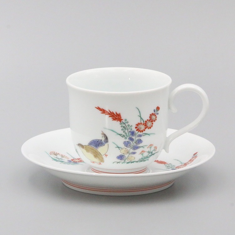 珈琲碗 丸形 秋草鶉文 商品画像1