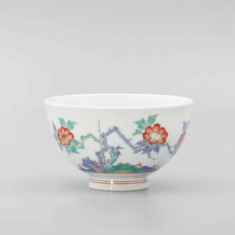 飯碗　蓋なし縁反大 岩牡丹文 商品画像1