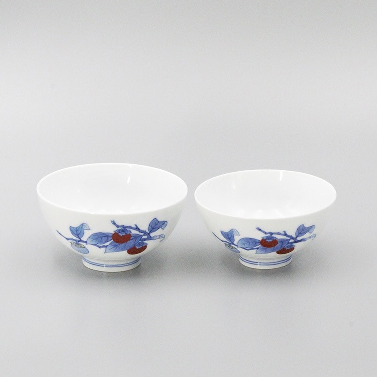 組飯碗　蓋なし 染錦柿文 商品画像1