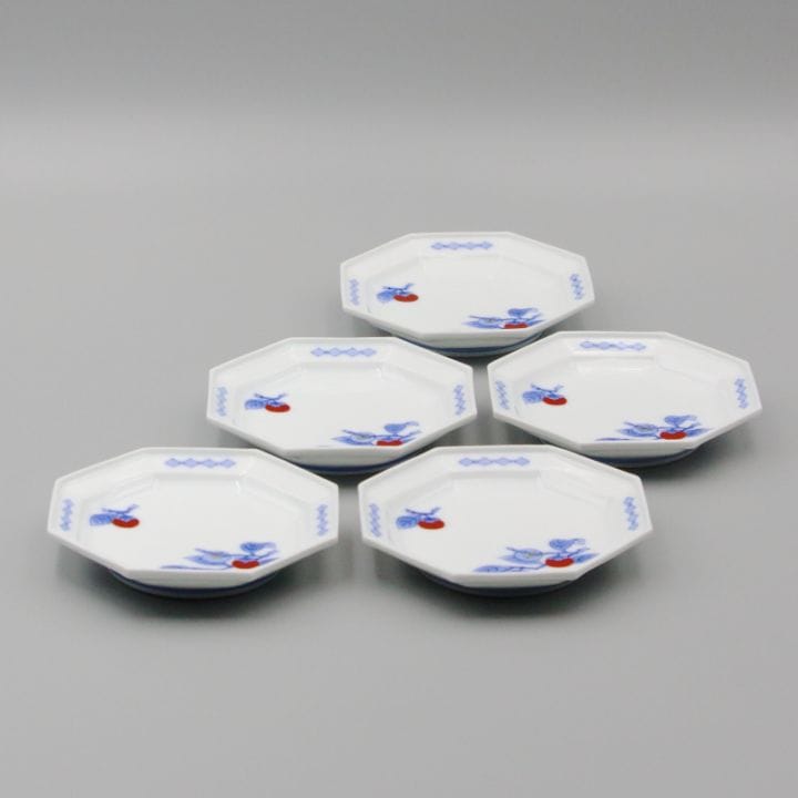 小皿 八角 染錦柿文 商品画像1