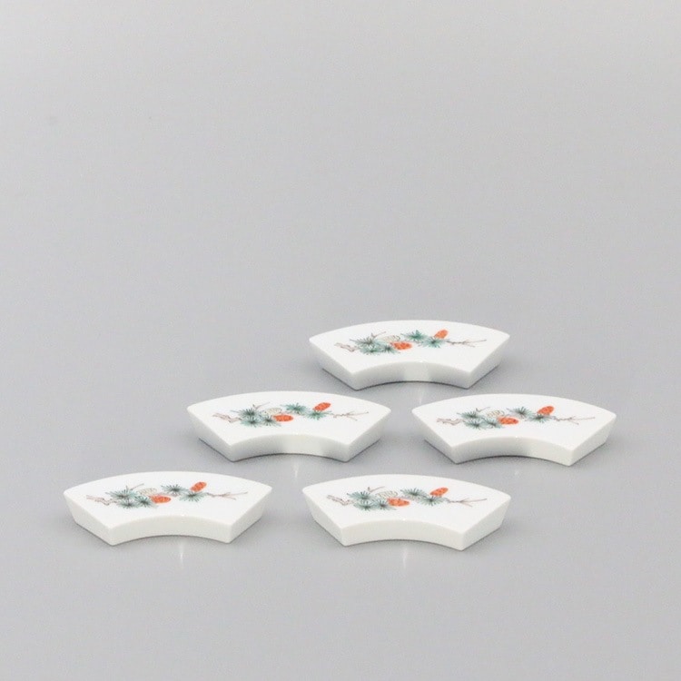 箸置 扇形 松文