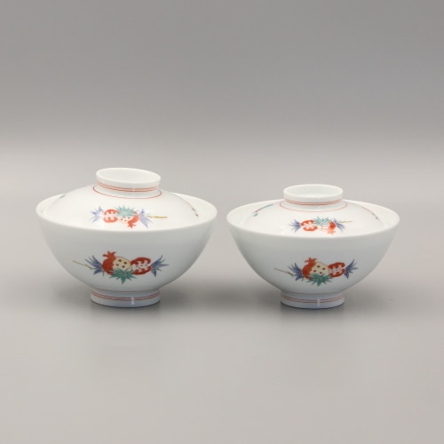組飯碗　蓋付　花実文 商品画像1