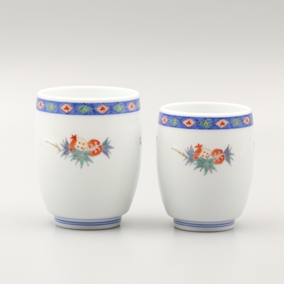 組湯呑　蓋なし　染錦花実地文 商品画像1