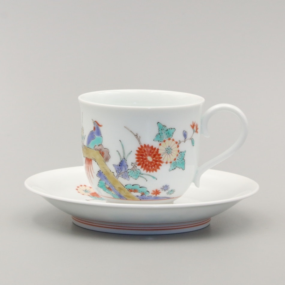 珈琲碗　丸形　菊鳥文（折岩） 商品画像1