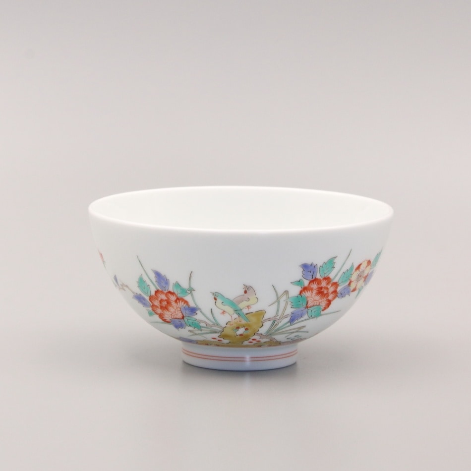 飯碗　蓋なし小 牡丹鳥文