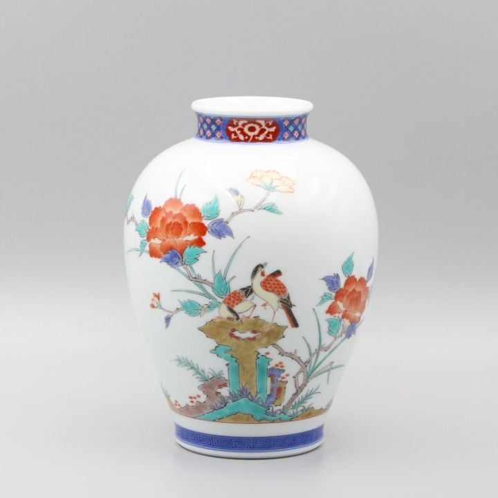 花瓶 染錦 牡丹鳥文 商品画像1