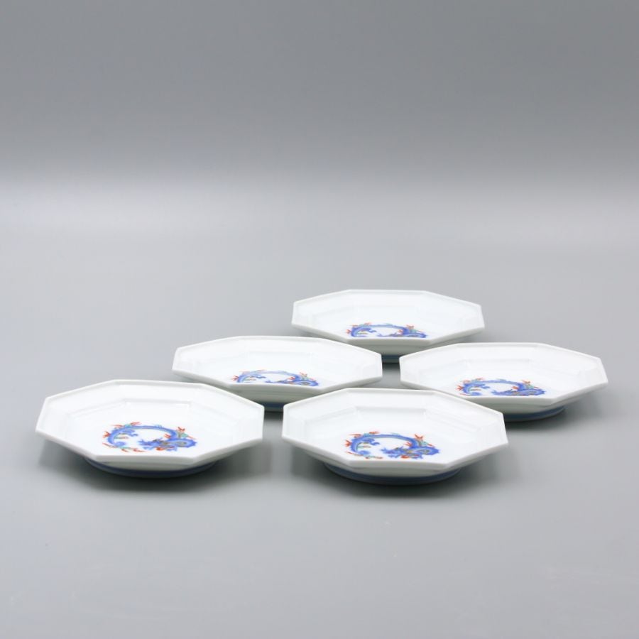 小皿 八角 染錦龍文 商品画像1