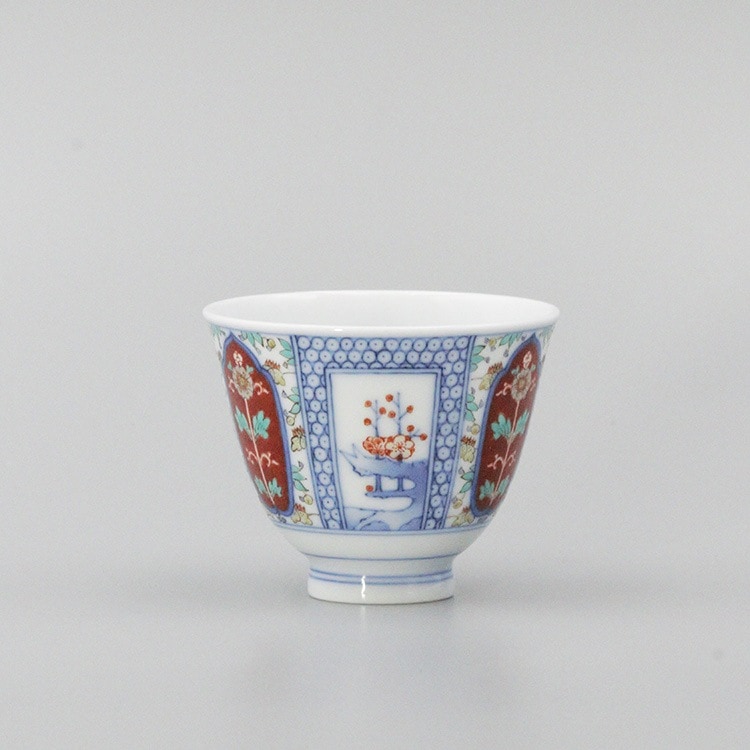 中国　藍釉吹墨　煎茶碗　四客　時代箱付　M　R4521 描金琺瑯蓋碗（宝藍） 160ml（満水220ml） 中国茶器 : 天香茶行