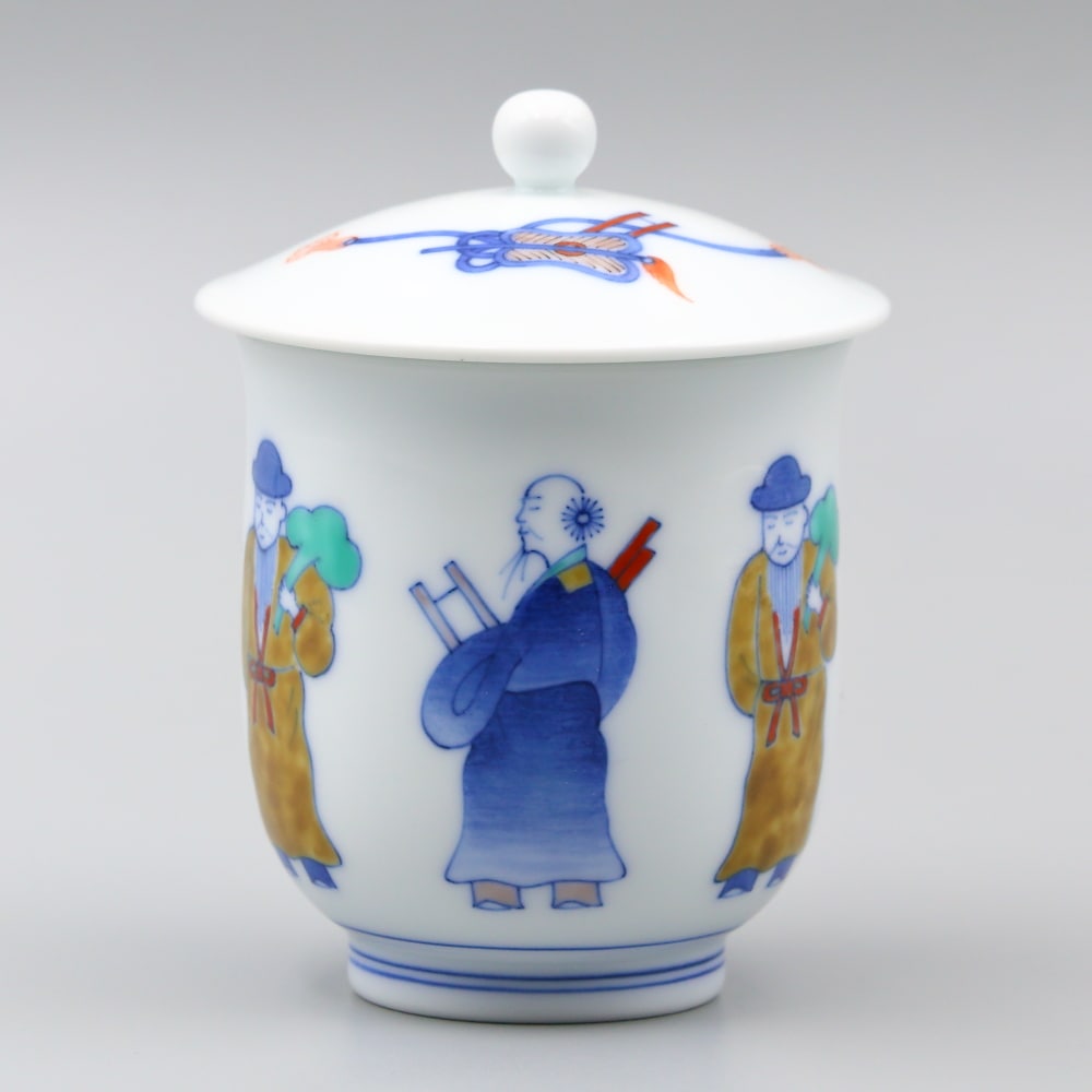 組湯呑 内蓋 染錦唐人物文 商品画像