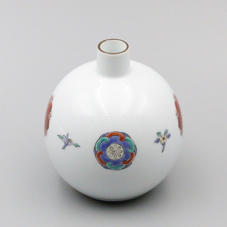 【柿右衛門窯】一輪生 釣鐘形小 染錦 柿文/未使用 一輪挿し 柿右衛門窯】一輪生 釣鐘形小 染錦 柿文/未使用 一輪挿し