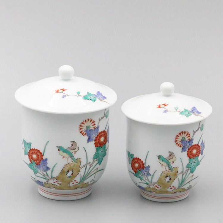 組湯呑 内蓋 菊鳥文 商品画像