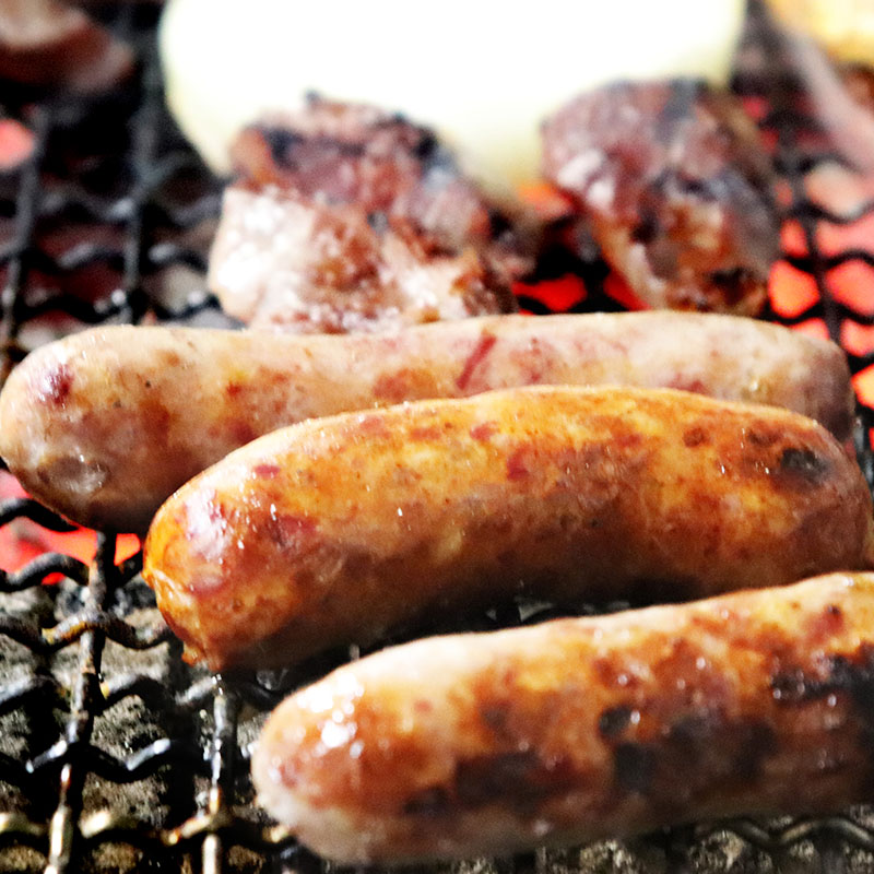 【プレーン】漢方豚と牛たんの粗挽きソーセージ （3本・100g）