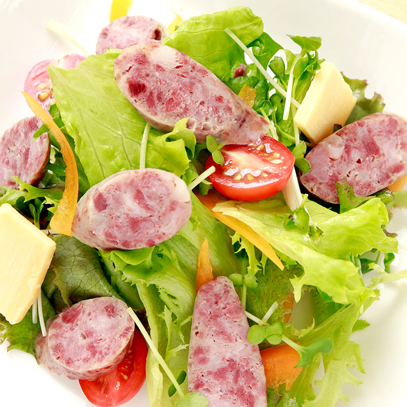 【プレーン】漢方豚と牛たんの粗挽きソーセージ （3本・100g）