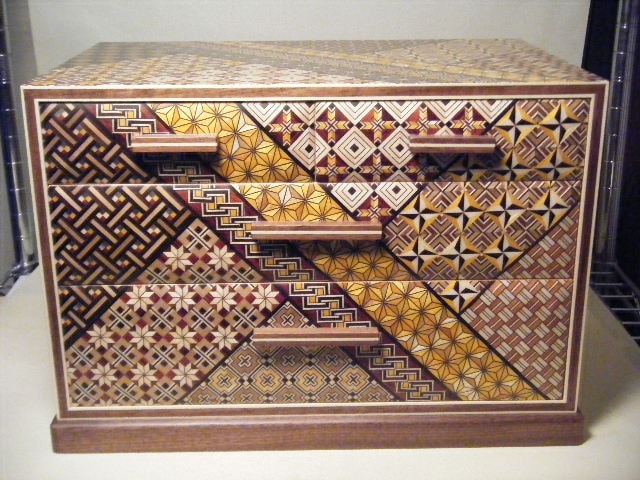 Yosegi-zaiku[ 11sun  Four drawers ]�����ںٹ��ڼܰ� �ͤİ�����