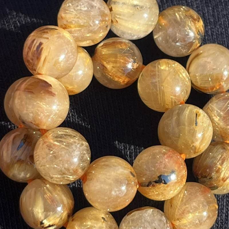 専用♡新作♡珈琲カラー　秋色ブレス ゴールドルチル、ウイスキークオーツ極上カット ⭐︎【天然】ゴールド ルチル クオーツ ブレスレット 14mm