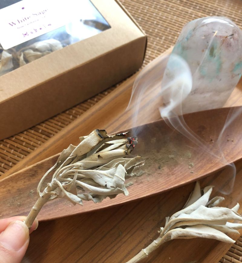 オーガニック・ホワイトセージ・セット（葉＆枝、乾燥材入り）　22g