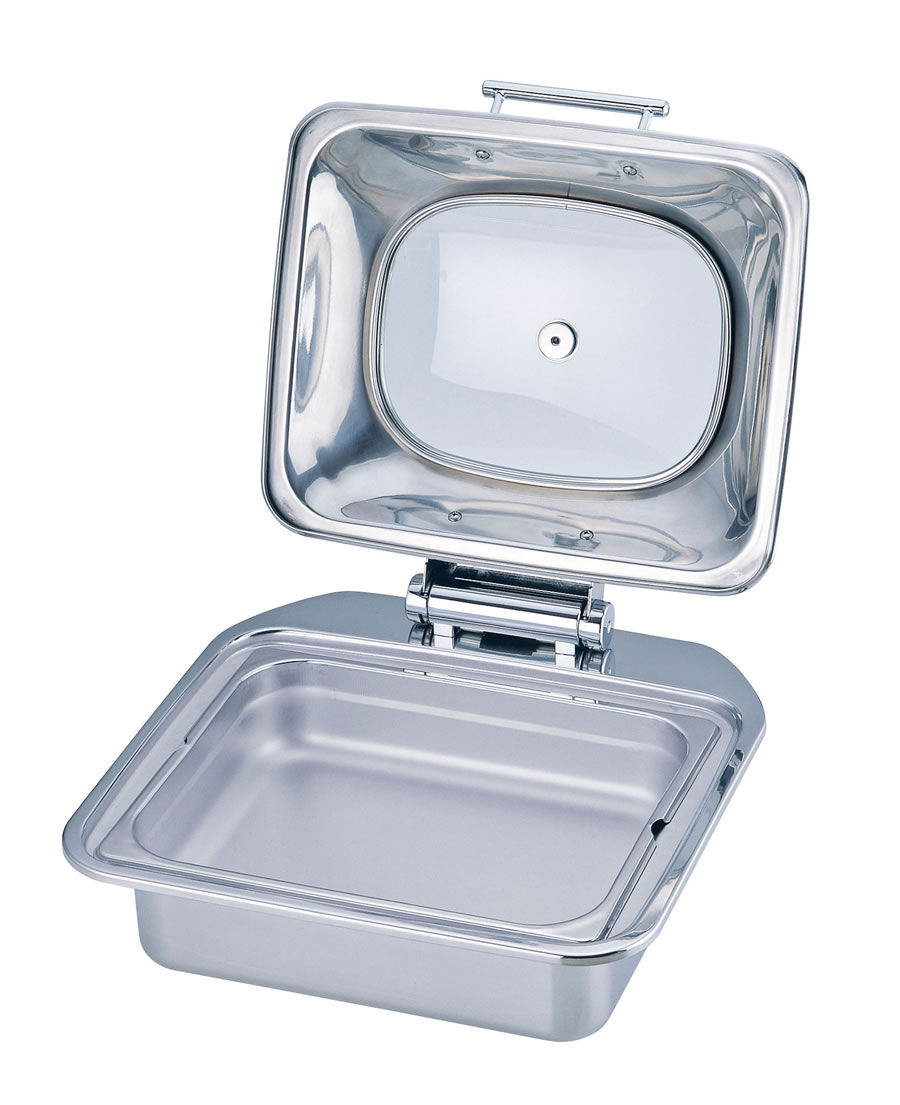 新品　KINGO ステンレス電気式 角チェーフィングデッシュ　ガラスカバータイプ KINGO Buffet Series,ビュッフェシリーズ | KINGO ステンレス 角