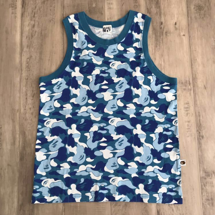 A BATHING APE タンクトップ 迷彩 カモ柄 S ブルー系 A BATHING APE